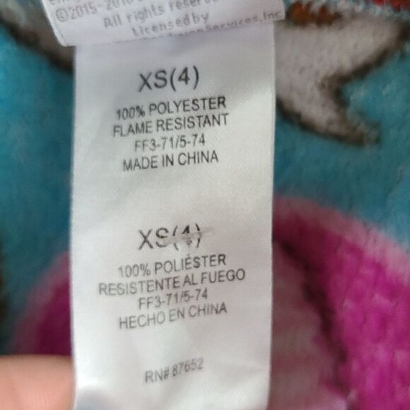 Emoji Plush Furry Fleece Blue Hooded Bathrobe Girls XS 4 Tie Robe Colorful Cute - Picture 4 of 10